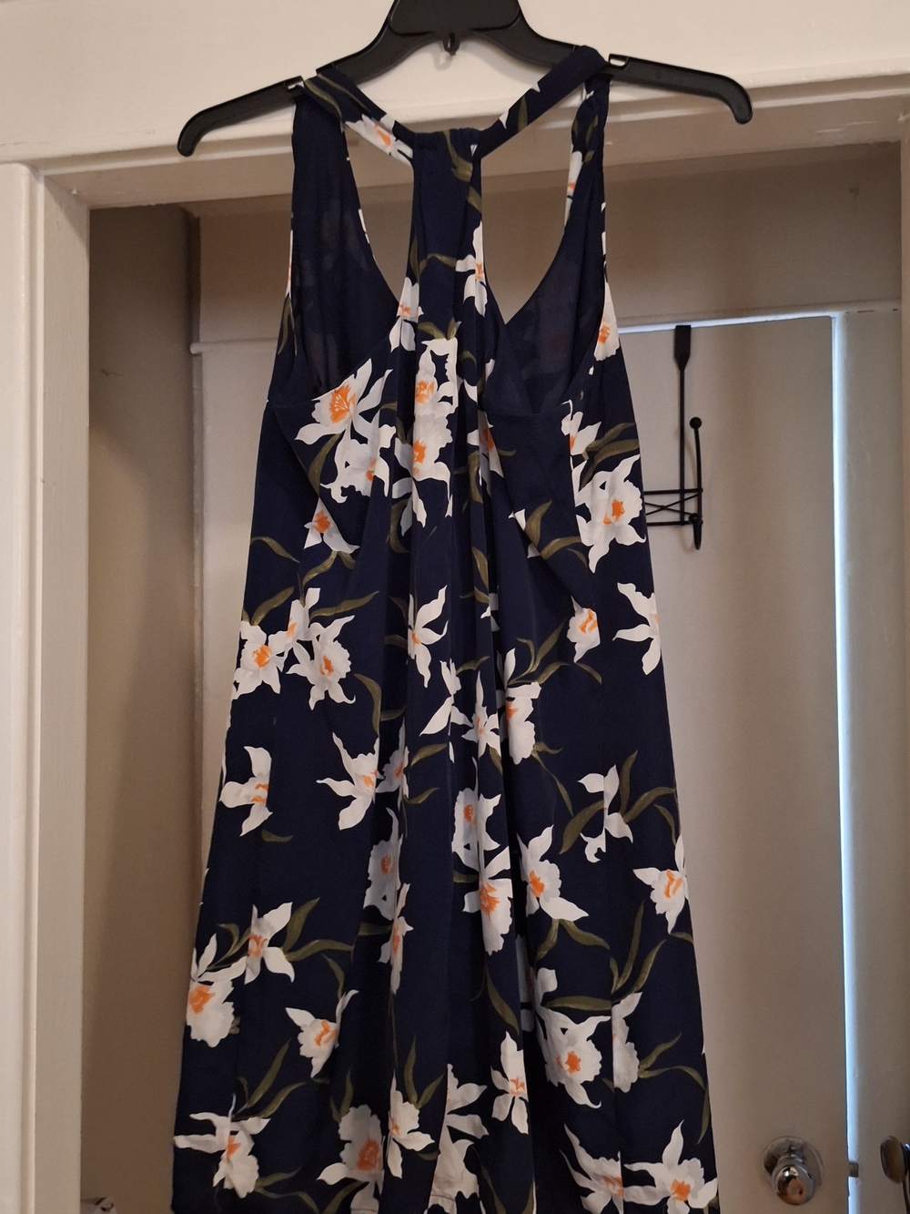 Old Navy Navy Floral Racerback Midi Dress with White & Orange Blooms - Picture 3 of 4
